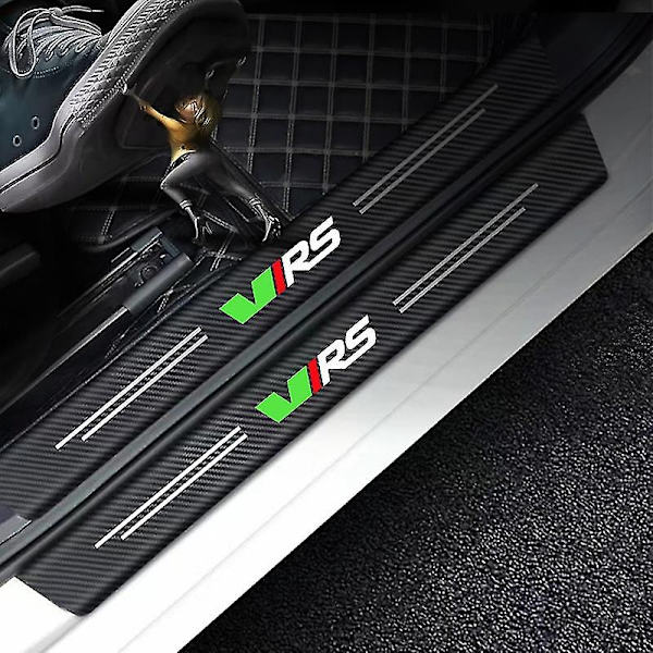 4 kpl hiilikuitua auton oven kynnys tarrat auton oven kynnys Skoda Vrs Octavia Kamiq Kodiaq Karoq Superb Fabia Rapid Favorit-WELLNGS 4PCS FOR VRS