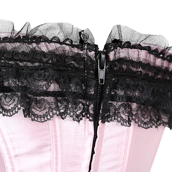 Sexy satiininen pitsillä koristeltu korsetti Bustier Overbust Burlesque Corselet Top Bodyshaper Lingerie Showgirl Party Costume Plus Size-WELLNGS MULTI L