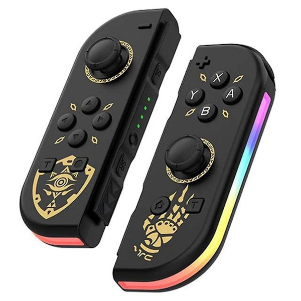 2 stk. Joypad Controller (V/H) til Switch, Trådløs Joypad Udskiftning med Dobbelt Vibration/RGB Lys - C-WELLNGS