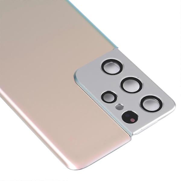 [Uusi] Yhteensopiva Samsung Galaxy S21 Ultra 5G:n kanssa Akun takakansi ja kameran linssinsuojus - WELLNGS Gold