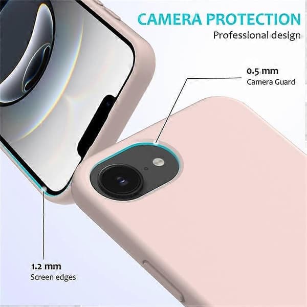 Kompatibelt skal för iPhone 16e, fallsäkert flytande silikon med mjukt foder, baksidesskydd - WELLNGS Pink