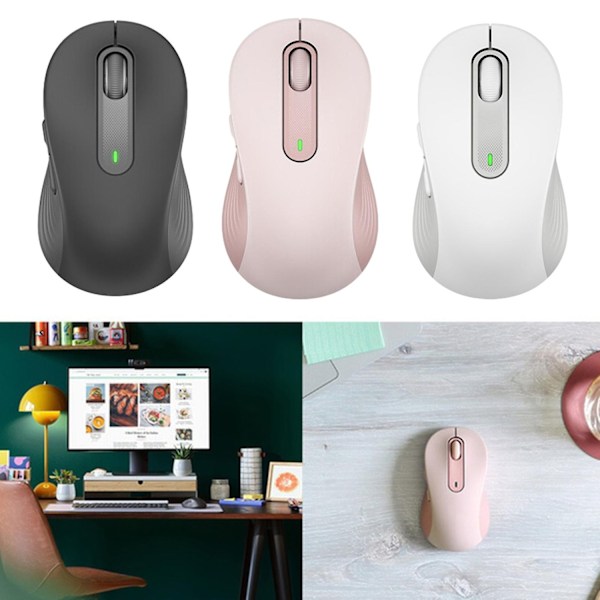 M650 Trådløs Mus 2.4GHz Bluetooth-kompatibel Dual Modes Ergonomisk DPI Justerbar Dempe Mini Lett Universell Trådløs Datamaskin -WELLNGS White