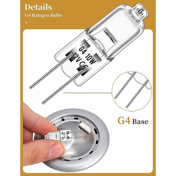 10 stk G4 Halogenpære 10W 12V - WELLNGS