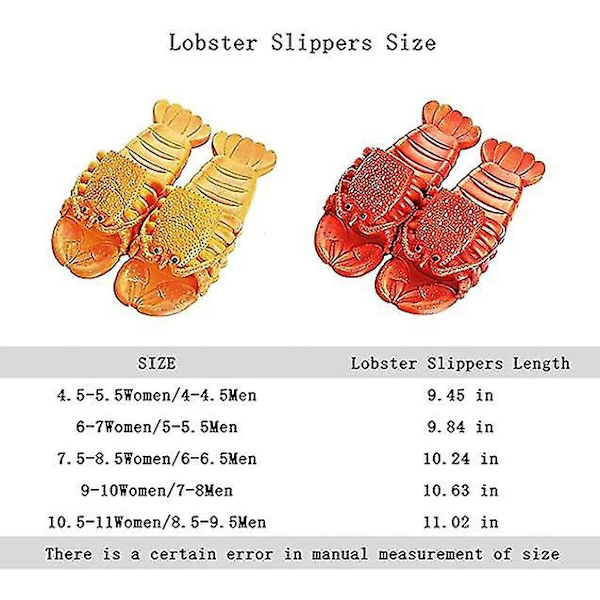 Unisex Hummertofflor, Perch-sandaler, Djurtofflor, Djurfisktofflor, Hummertofflor - WELLNGS RED 38-39