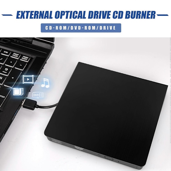 Universal Bil USB 2.0 Portabel Extern Ultra Snabb CD-ROM DVD-spelare Enhet Bilskivstöd för La-WELLNGS