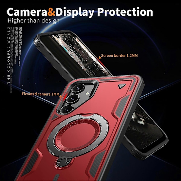 Mobiltelefonskal för Samsung Galaxy A16 4G/5G, kompatibel med MagSafe militärskydd PC+TPU stativ - WELLNGS Style D