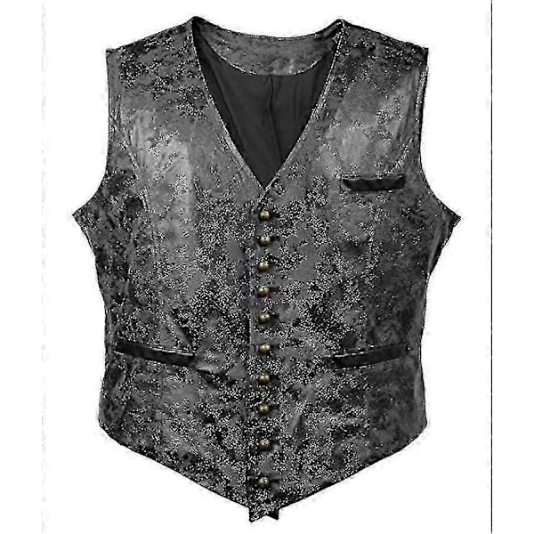 Herr Enfärgad Sammet Konstläder Väst-WELLNGS black L