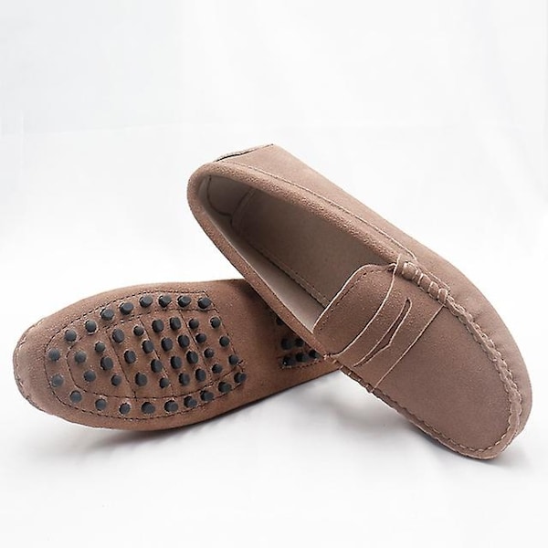 Dame Sko 2023 Ekte Lær Dame Flate Sko Casual Loafers Slip On Dame Flats Sko Moccasins Dame Kjøresko-WELLNGS Khaki 9