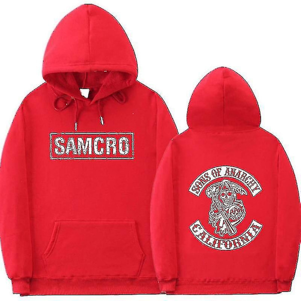 Sons Of Anarchy Samcro Hoodie Dobbeltsidig Trykket Hoodie Genser Topp - WELLNGS Red 2XL