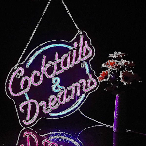 2024 Cocktails and Dreams Neonljusskylt för väggdekoration Neonljusskylt med dimmer LED Neonljusskylt Sovrum Ölbar Neonljusskylt Hotellfest -WELLNGS