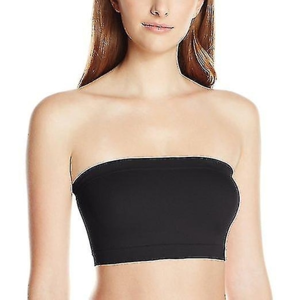 Sømløs Bandeau BH Boob Tube Stropløs Pakke med 3 Sort, Hvid & Beige-WELLNGS S