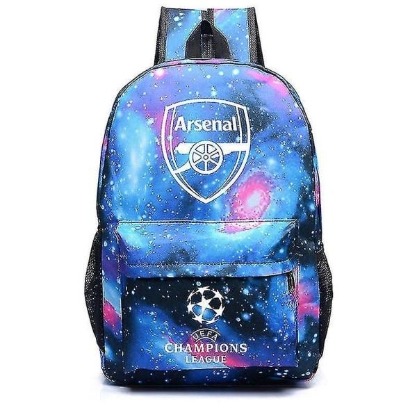Star Arsenal Uefa Champions League Olkalaukku Fan Reppu Opiskelijan Koulureppu Säilytyslaukku-WELLNGS