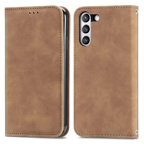 Fodral för Samsung Galaxy S21 Fe Magnetiskt stängning Läder Plånboksfodral Housse Etui Stöttålig - Marron-WELLNGS