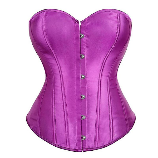 Mimigo Naisten Bustier-Korsetti Yläosa Seksikäs Alusvaatesetti Musta Satiini Vyötärön Kiristäjä -WELLNGS PURPLE M