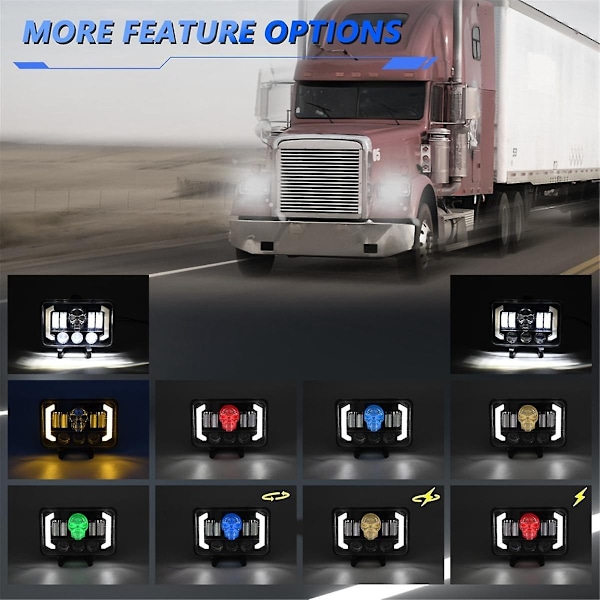 4x6 Hodeskalle RGB LED-frontlys Blinklys, erstatning H4651 H4652 H4656 H4666 for Peterbilt-WELLNGS