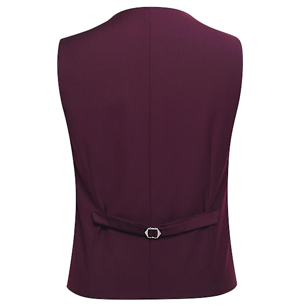 Allthemen Miesten Puku 3-osainen Liiketoiminta Yksivärinen Slim Fit Puku Takki&amp;Housut&amp;Liivit-WELLNGS Dark Red XS