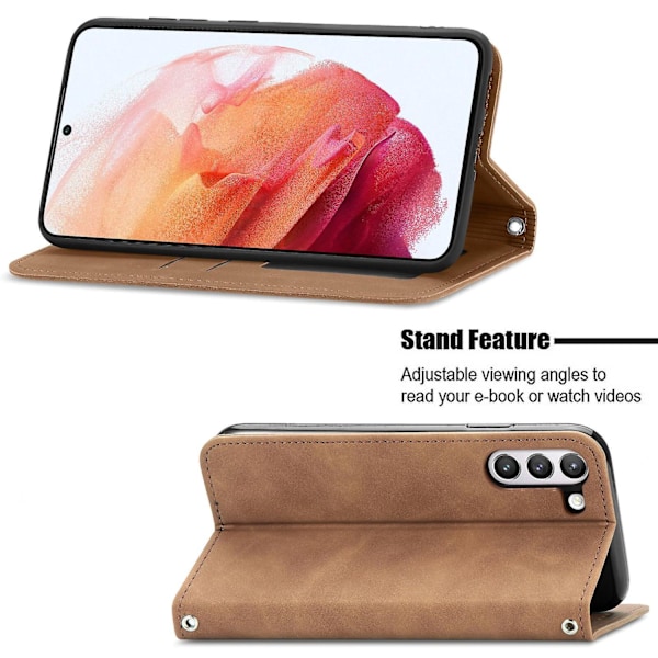 Fodral för Samsung Galaxy S21 Fe Magnetiskt stängning Läder Plånboksfodral Housse Etui Stöttålig - Marron-WELLNGS