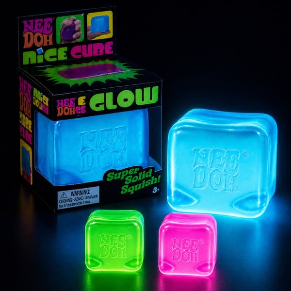 NeeDoh Magic Cube - Erittäin puristettava aistilelu (valaiseva versio) Blue