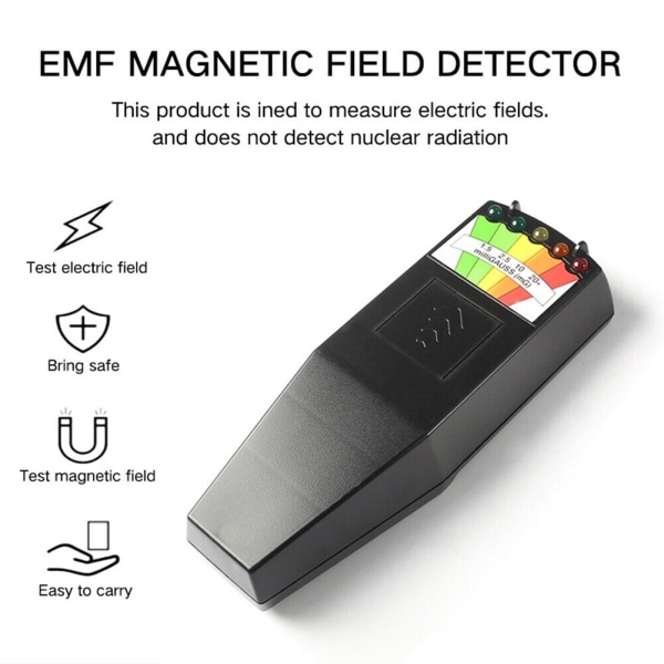 LED EMF-mätare Magnetisk fältdetektor Spökjakt Paranormal utrustning Magnetisk fältdetektor för spökjakt och paranormal undersökning-WELLNG Balck