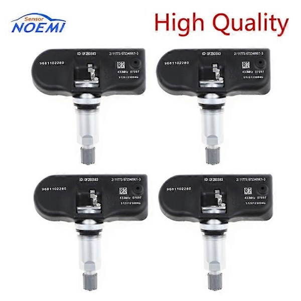 YAOPEI 4st Nya 9681102280 TPMS Däcktrycksensor 433MHZ för Peugeot 407 207 307 607 508 807 för Citroen C4 5 6 7 8 - WELLNGS 1