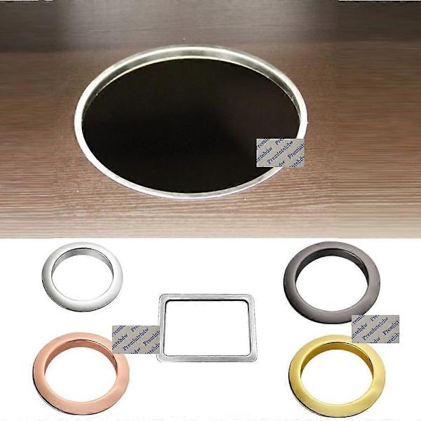 Kvadratisk Rektangulær Rund Rustfrit Stål Bordplade Skrivebord Bænkbord Affaldsspand Skakt Grommet Børstet Poleret Rosenguld Gunblack-WELLNGS Titanium Black