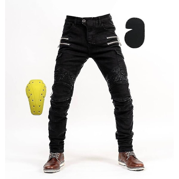 Motorcykelbukser Herre Moto Jeans Beskyttelsesudstyr Ride Touring Motorcykelbukser Motocross Bukser Moto Bukser - WELLNGS black EU-XL