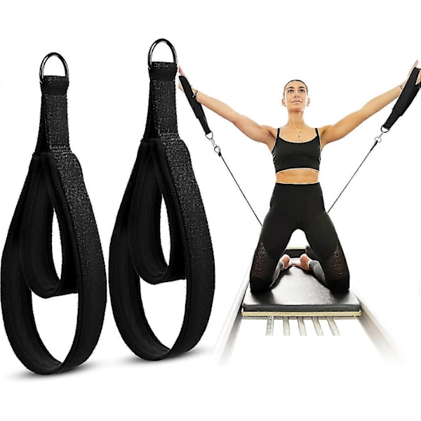 2 st Pilates Dubbel Loop Remmar för Reformer Fötter Träningsutrustning Remmar Yoga Pilates Utrustning D-Ring Träningsrem för Hemmagym Träning - WELLNGS