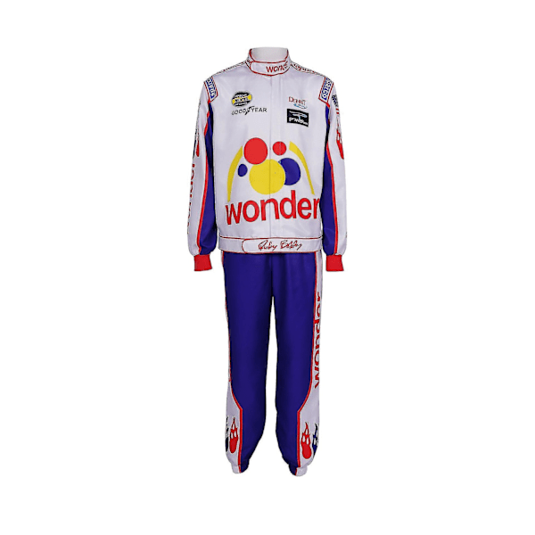 Ricky Bobby Jumpsuit Talladega Nights Vuxen Kostym Racing Karaktär Spelas Fest Kostym Set-WELLNGS White L