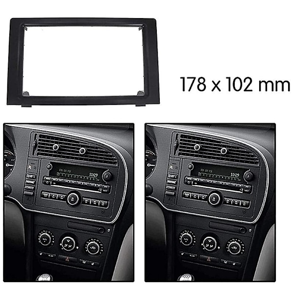 Bilstereo Radio Fascia Dash Panel 2 Din Ramme Trimsett for Saab 9-3 2007-2011-WELLNGS