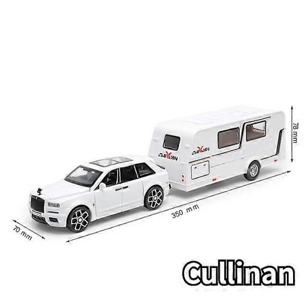 1/32 Trailer RV Kuorma-auton leluautomalli Alloy Diecast Maastoauto Camper äänen ja valon leluautomalli lapsen lelujen kokoelma lahja -WELLNGS White Cullinan