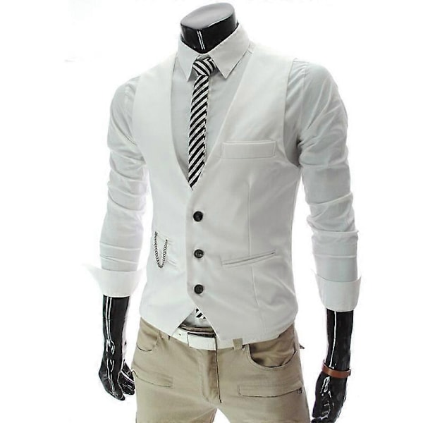 Miesten Peaky Blinders Liivit Slim Fit Puku Liivit Takki - WELLNGS White L