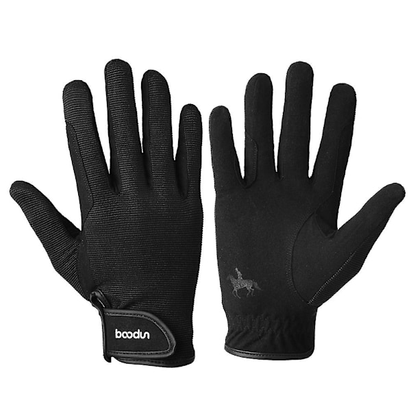 Professionella Ridhandskar Hästsport Ridhandskar för Män Kvinnor-WELLNGS Black S-M