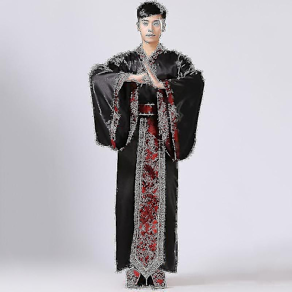 Mäns Hanfu Traditionella Kläder - WELLNGS redblack S 155-160CM