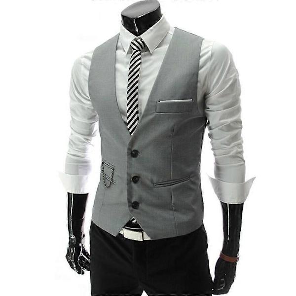 Herrar Peaky Blinder Väst Slim Fit Kostymväst Jacka - WELLNGS Grey L