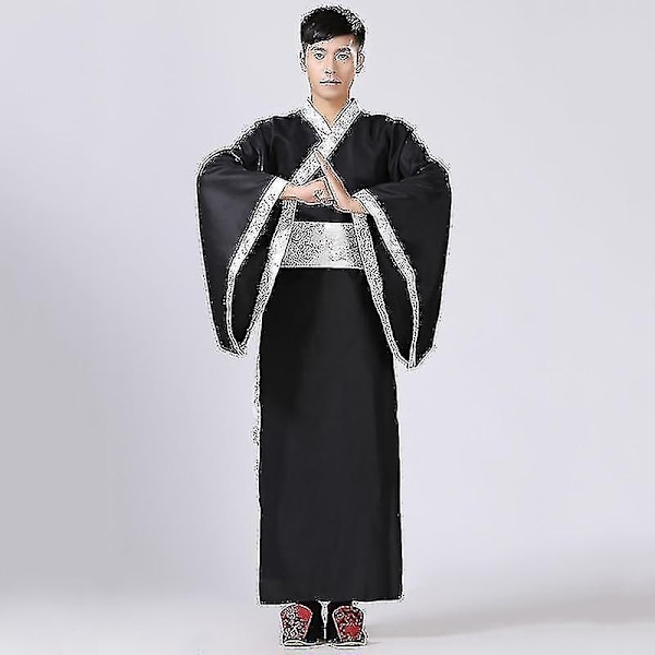 Mäns Hanfu Traditionella Kläder - WELLNGS Whiteblack M 160-165CM