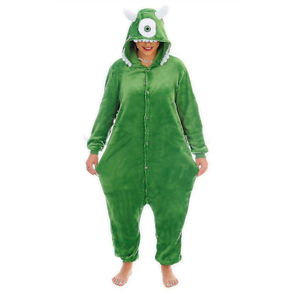 Piirroshahmojen Unisex Onesie Hupullinen Fantasiapuvustus_y-WELLNGS Green Mike Monster