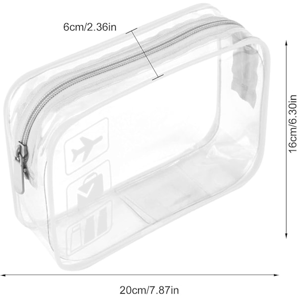 Transparent toalettmappe for reise, TSA-godkjent, 1 liter, transparent flybag, transparent kosmetikkbag for væske, transparent badebag - WELLNGS white