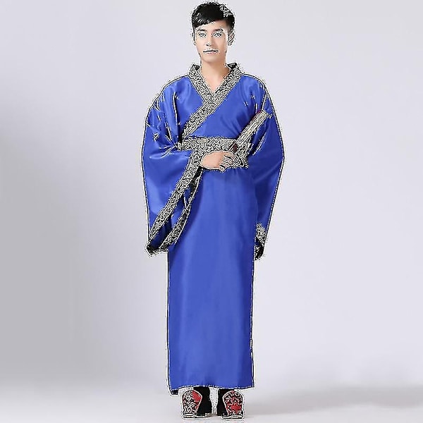 Mænds Hanfu Traditionelle Kostumer Tøj - WELLNGS Blue M 160-165CM