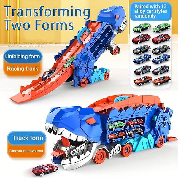 Stor Tyrannosaurus Rex Dinosaur Devouring Car Transformed Track Scooter Toy-WELLNGS C