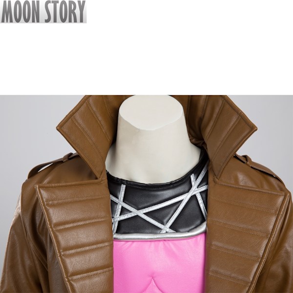 Film X-Men Origins Gambit Rollespill Kostyme Voksen Menn Remy Etienne LeBeau Halloween Lærjakke Vest Hodeplagg Fullt Sett XS-WELLNGS XS Vest and Pants