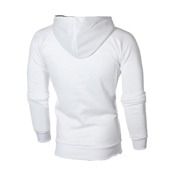 Herre Zip Up Hoodies Frakke Hættetrøje Jakke Hoody Slim Fit Jumper Tops-WELLNGS White 3XL