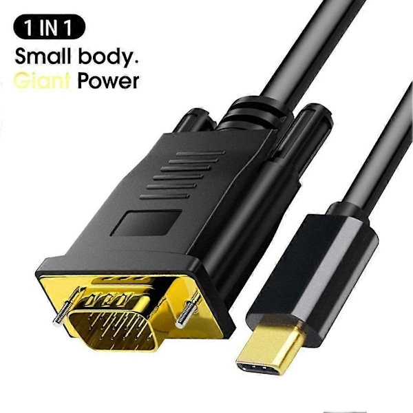 USB C TYPEC til VGA-kabel 1080P Type C til VGA-konverteradapterkabel Kompatibel med Laptop-WELLNGS