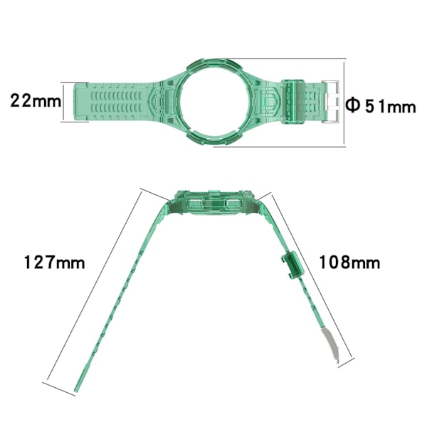 Til Samsung Galaxy Watch4 Classic 46mm Rem Justerbar Rem med Integreret Etui Sort-WELLNGS Transparent Style K Samsung Galaxy Watch4