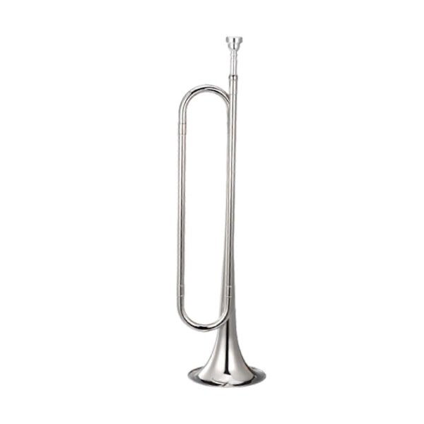 Signalhorn Kavaleritrompet med munnstykke Blåseinstrument Speidertrompet Signalhorn for Kavaleriband Sceneopptreden Nybegynnere Voksne - WELLNGS silver C