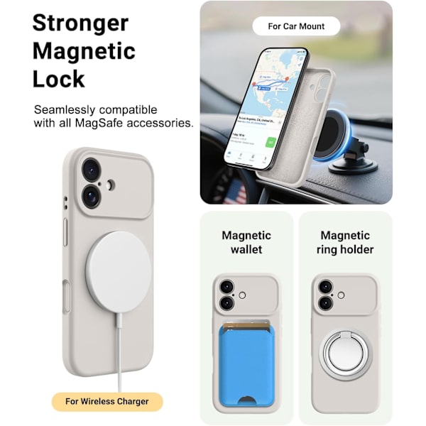 Stødsikkert flydende silikonecover til iPhone 17 Pro Max | MagSafe stone iPhone 17 Pro Max