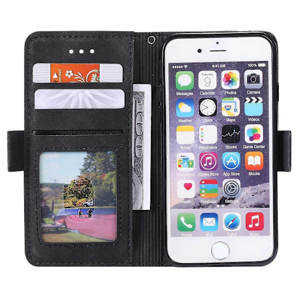 til iPhone 16e Etui Blokerende Wallet Stand Læder Telefon Cover-WELLNGS Red