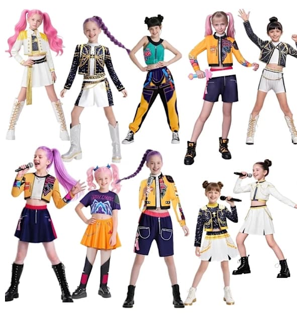 2025 Devil Hunter K-Pop -asu | Halloween-tyttöjen cosplay-asu (kengät eivät sisälly) 140cm
