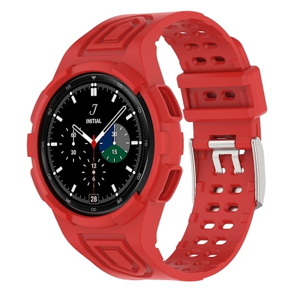 Til Samsung Galaxy Watch4 Classic 46mm Rem Justerbar Rem med Integreret Etui - WELLNGS Red Style D Samsung Galaxy Watch4