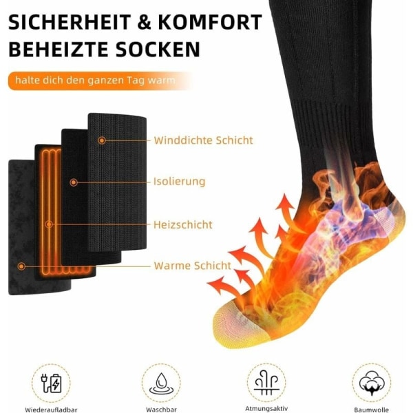 Lämmitetyt sukat miehet naiset, lämmitettävät sukat 4000mAh ladattavalla WELLNGS