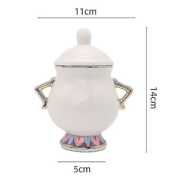 Ny Skønheden og Udyret Mrs. Potts Chip Tekande Kop Sæt Tekander Krus Dejlig Julegave-WELLNGS Small Beige Sugar Bowl